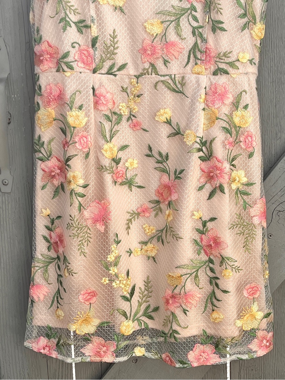 Sam Edelman Embroidered Mesh Mini Dress Cream Pink NWT Size 8 - Picture 5 of 14